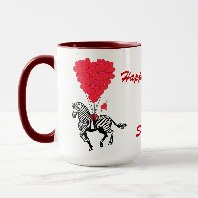 Funny zebra Liebe heart Valentines Tasse (Links)