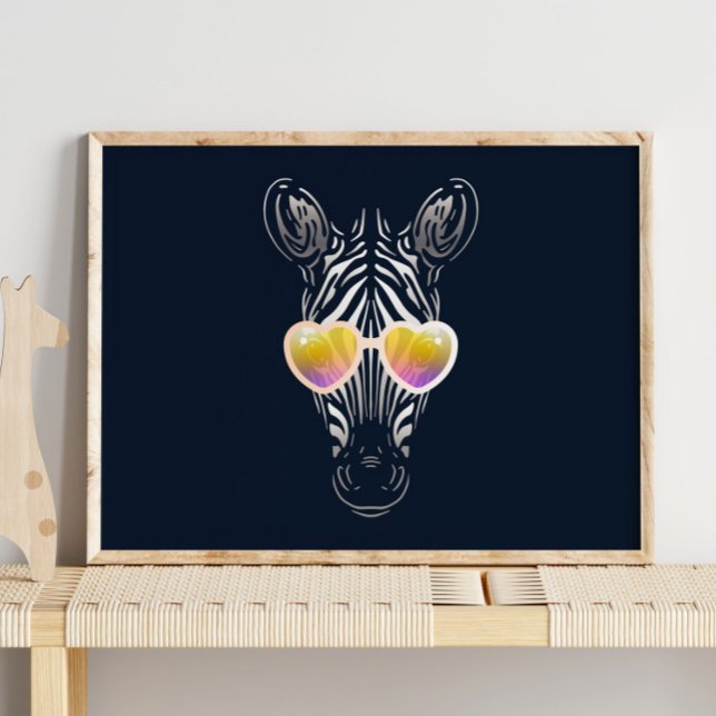 Funny Zebra | Mit Sonnenbrille Mauer drucken Poster (Von Creator hochgeladen)