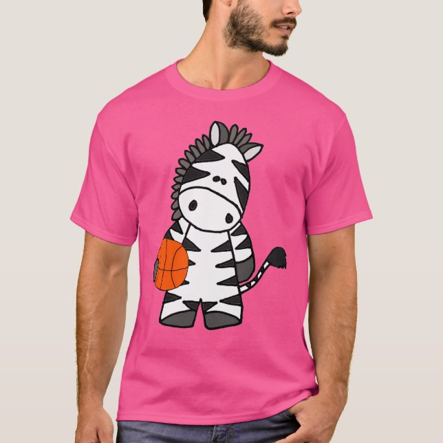 Funny Zebra Playing Basketball Cartoon T-Shirt (Vorderseite)
