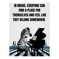 Funny Zebra Poster, Retro Music Poster
