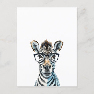 Funny Zebra Tragend Brillen Postkarte