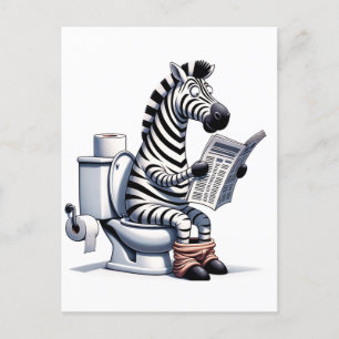 Funny Zebra über Toilettenlesen Zeitung Postkarte