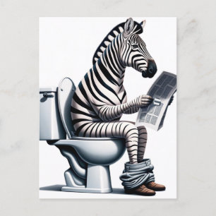 Funny Zebra über Toilettenlesen Zeitung Postkarte