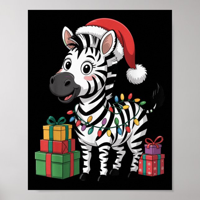 Funny Zebra Weihnachtsmannmütze Animals liebt Ugly Poster (Vorne)