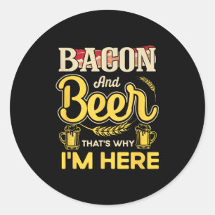 Funny Zitat Frühstück Bacon und Bier das ist, waru Runder Aufkleber