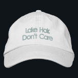 Funny Zitat Lake Hair Keine Sorge für Typografie Bestickte Baseballkappe<br><div class="desc">Lake Hair,  Don't Care - Funny Sprichwort in einem hübschen blauen Häuserblock Buchstaben. Kann personalisiert sein. Kontaktieren Sie mich mit Fragen oder Wünschen.</div>