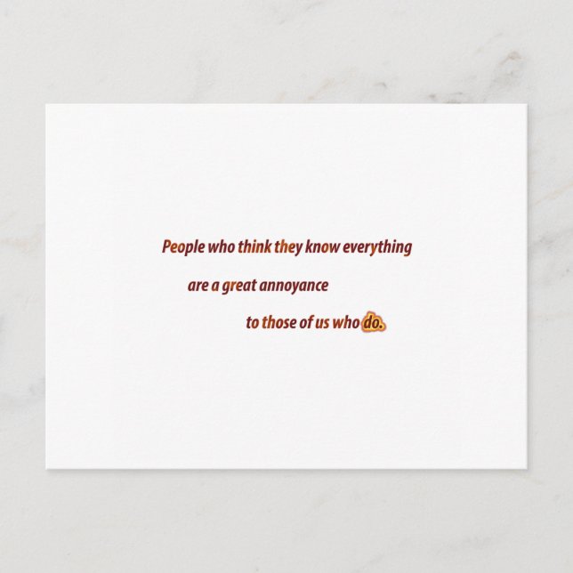 Funny Zitat - Menschen, die denken, sie kennen jed Postkarte (Vorderseite)
