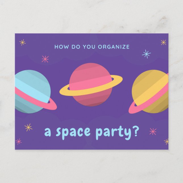Funny Zitat - Party für Lila Planeten Postkarte (Vorderseite)