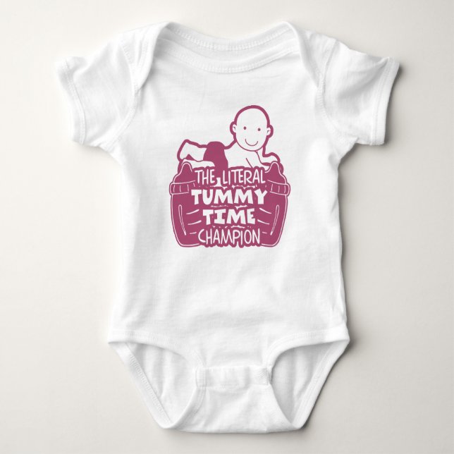 Funny Zitat The Literal Tummy Time Champion Pink Baby Strampler (Vorderseite)