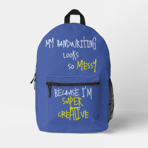 Funny Zitat, weil ich Super Creative Blue bin Bedruckter Rucksack
