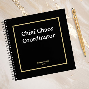 Funny zitiert Chief Chaos Coordinator Black Custom Notizbuch