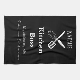 Funny zitiert personalisiert Schwarz-Weiß-Moderne Geschirrtuch