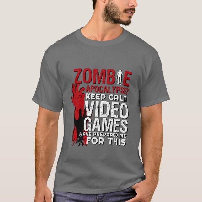 Funny Zombie Apokalypse Grunge Tshirt für Gamer (Vorderseite)