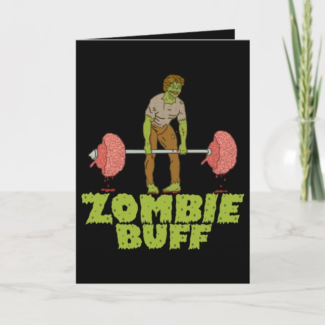 Funny Zombie Buff Gewichtshundertheben Karte (Vorderseite)