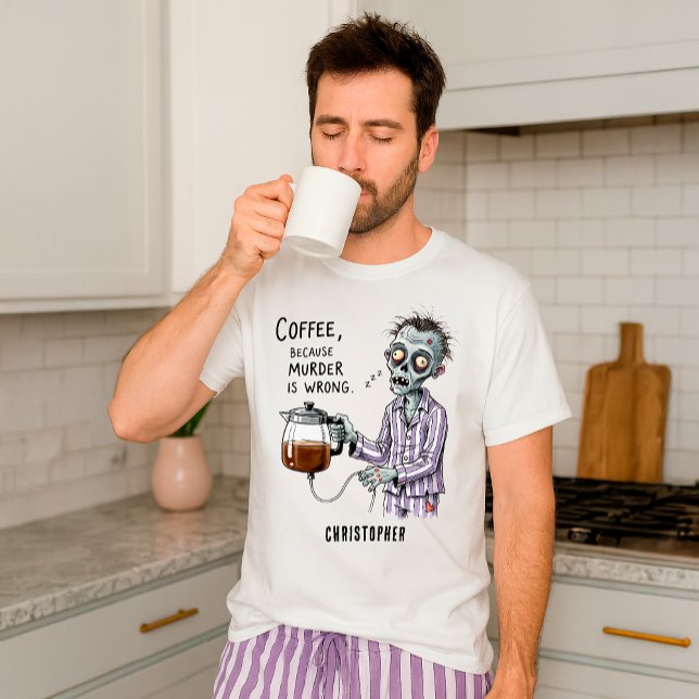 Funny Zombie Coffee Sarcastic Morning Humor  T-Shirt (Von Creator hochgeladen)
