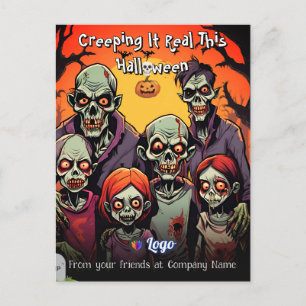 Funny Zombie Familie Spookie Cartoon Halloween Postkarte