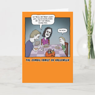 Funny Zombie Familienessen Halloween Karte