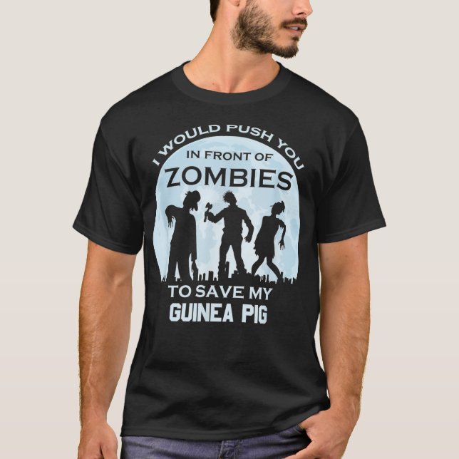 Funny Zombie Halloween Guinea Ping T-Shirt (Vorderseite)