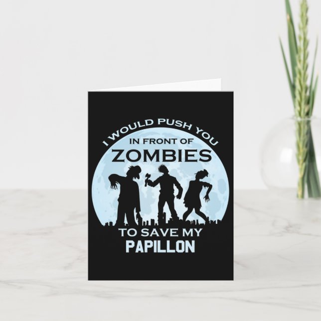 Funny Zombie Halloween Pet Papillon Karte (Vorderseite)
