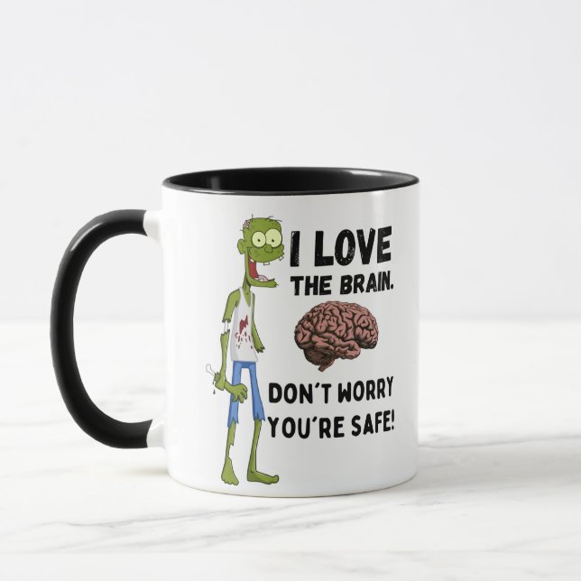 Funny Zombie I Liebe Das Gehirn Tasse (Links)