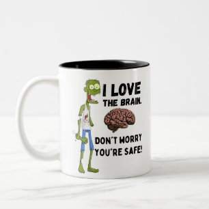 Funny Zombie I Liebe Das Gehirn Zweifarbige Tasse
