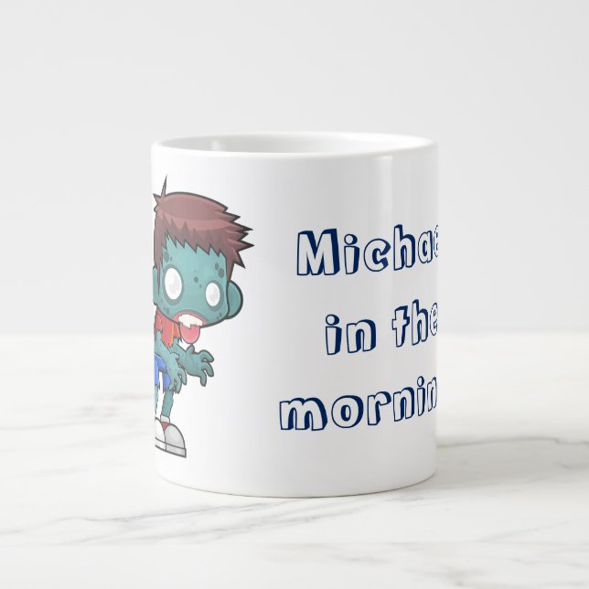 Funny Zombie Man am Morgen Jumbo-Tasse (Vorderseite)
