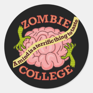Funny Zombie Uni Logo Runder Aufkleber