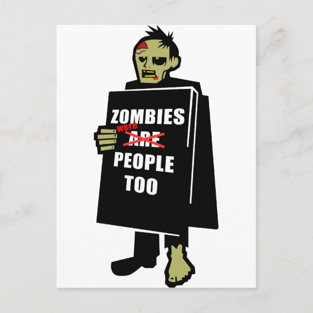 Funny Zombie, Zombie waren auch Menschen Postkarte (Vorderseite)