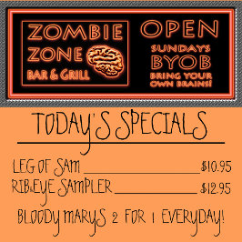 Funny Zombie Zone BYOB bringen Ihr eigenes Gehirn Poster