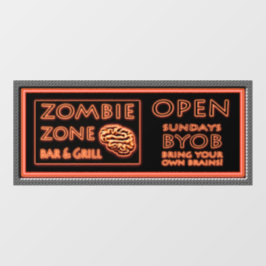 Funny Zombie Zone Halloween Fensteraufkleber