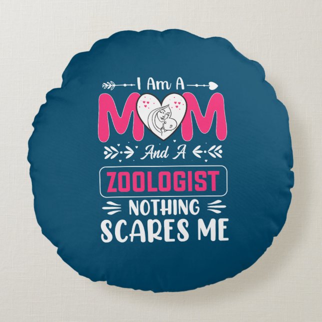 Funny Zoologist Mama, Zoologe Mama Rundes Kissen (Vorderseite)