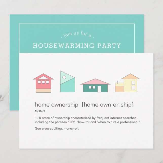 Funny Zuhause Ownership Definition Housewarming Pa Einladung (Vorne/Hinten)