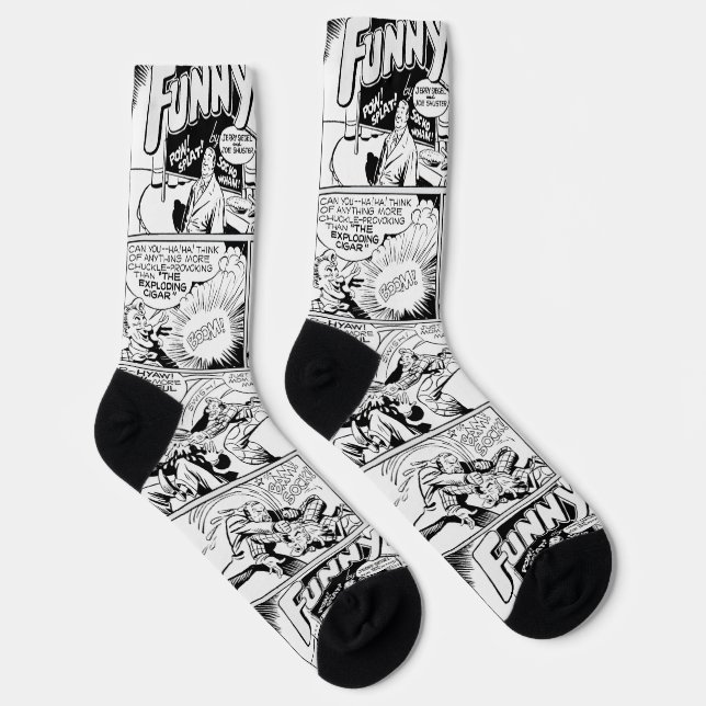 'FUNNYMAN' Action Comic Strip Socken  (Rechts)