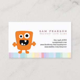 FunnyTitle Niedlich Orange Monster Alien Kids Name Visitenkarte