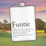Funtie Definition Sprichwort Funny Auntie Flachmann<br><div class="desc">Personalize for your special,  favourite Funtie,  Aunt or Auntie to create a unique gift. Perfekt way to show her how amazing she is every day. Designed by Thisisnotme ©</div>