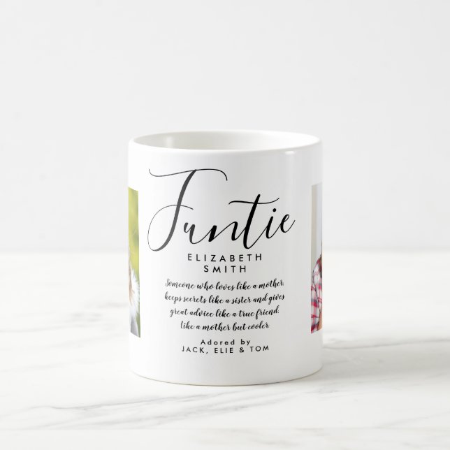 Funtie Elegantes Script Spaß Tante Quote Foto Kaffeetasse (Mittel)