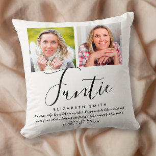 Funtie Fun Auntie Quote Elegantes Skript-Foto Kissen