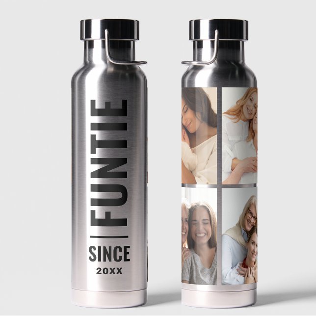 Funtie | Fun Cool Tante Custom Jahr 4 FotoCollage Trinkflasche (Von Creator hochgeladen)