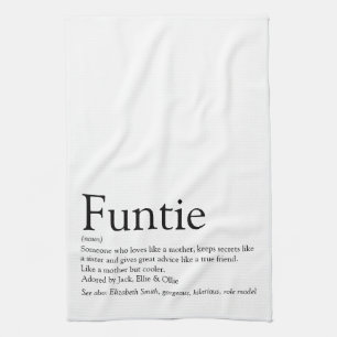 Funtie, Tante, Tante Definition Moderne Typografie Geschirrtuch