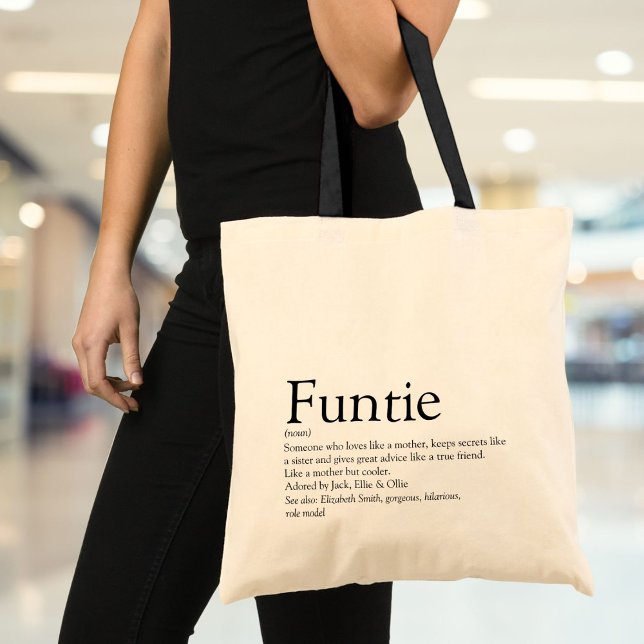 Funtie, Tante, Tante Definition Moderner Spaß Tragetasche (Funtie, Aunt, Auntie Definition Modern Fun Tote Bag)