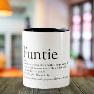Funtie, Tante, Tante Definition Moderner Spaß Zweifarbige Tasse