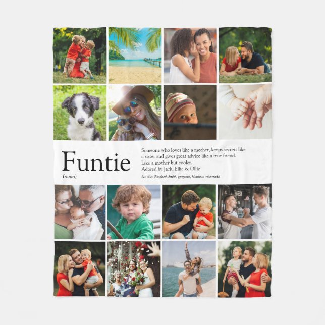 Funtie Tante Tuntie Definition Foto Collage Fleecedecke (Vorderseite)