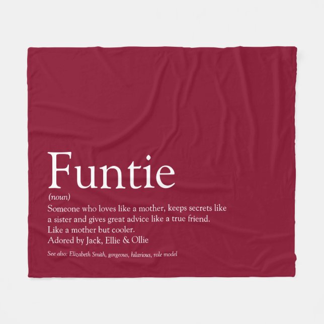 Funtie Tunt Tuntie Definition Burgund Fleecedecke (Vorderseite (Horizontal))