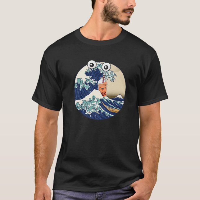 Funy Kanagawa Great Wave Drinks Boba Blase Milk T-Shirt (Vorderseite)