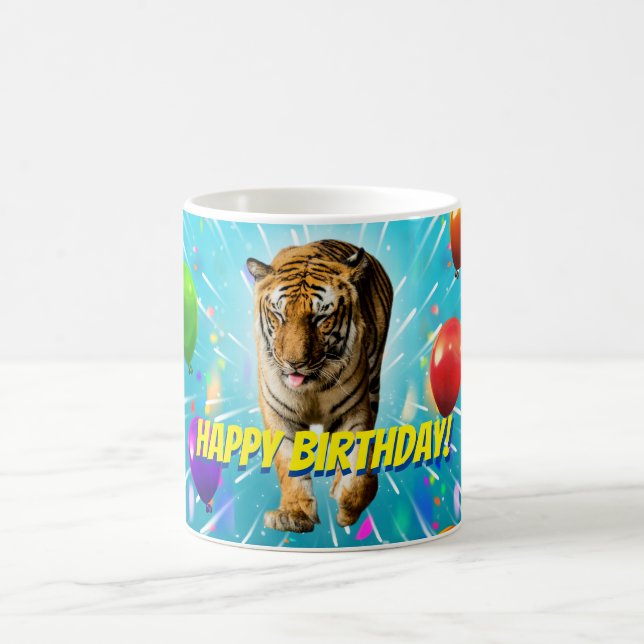 Funy Tiger Party Ballon Explosion Geburtstag Kaffeetasse (Mittel)