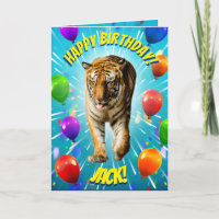 Funy Tiger Party Ballon Explosion Geburtstag Karte