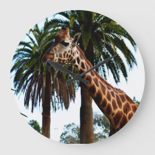 Funyy Giraffe Poking Out Tongue, Große Wanduhr