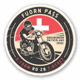 Fuornpass   Schweiz   Motorrad Aufkleber