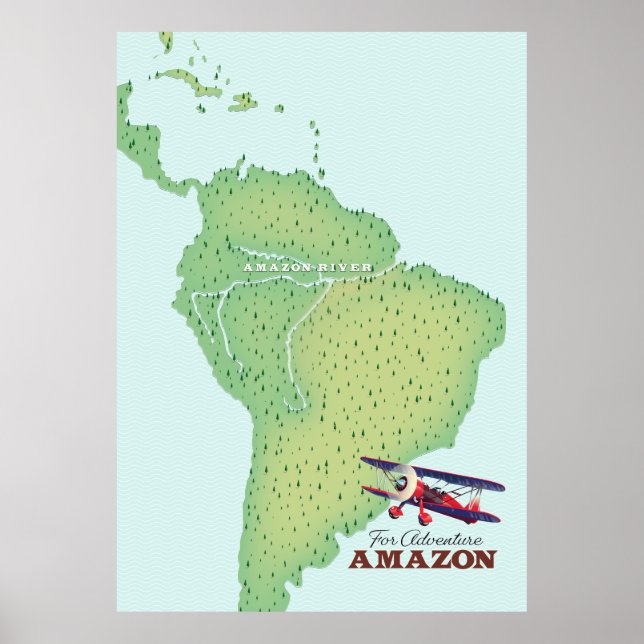 Für Abenteuer Amazon Regenwald Brasilien Karte Poster (Vorne)