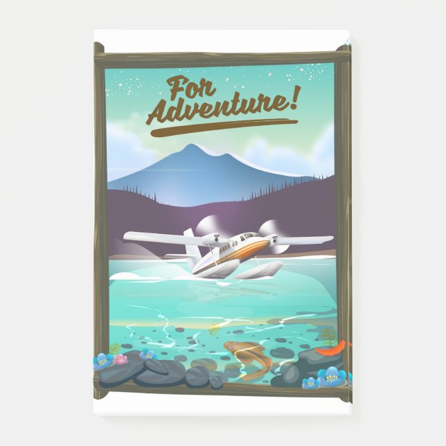 Für Abenteuer! Flugzeug-Reiseplakat Post-it Klebezettel (Vorderseite)